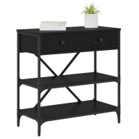 Produktbild för Konsolbord med låda med hylla Svart Ek 75 x 34,5 x 75 cm trä