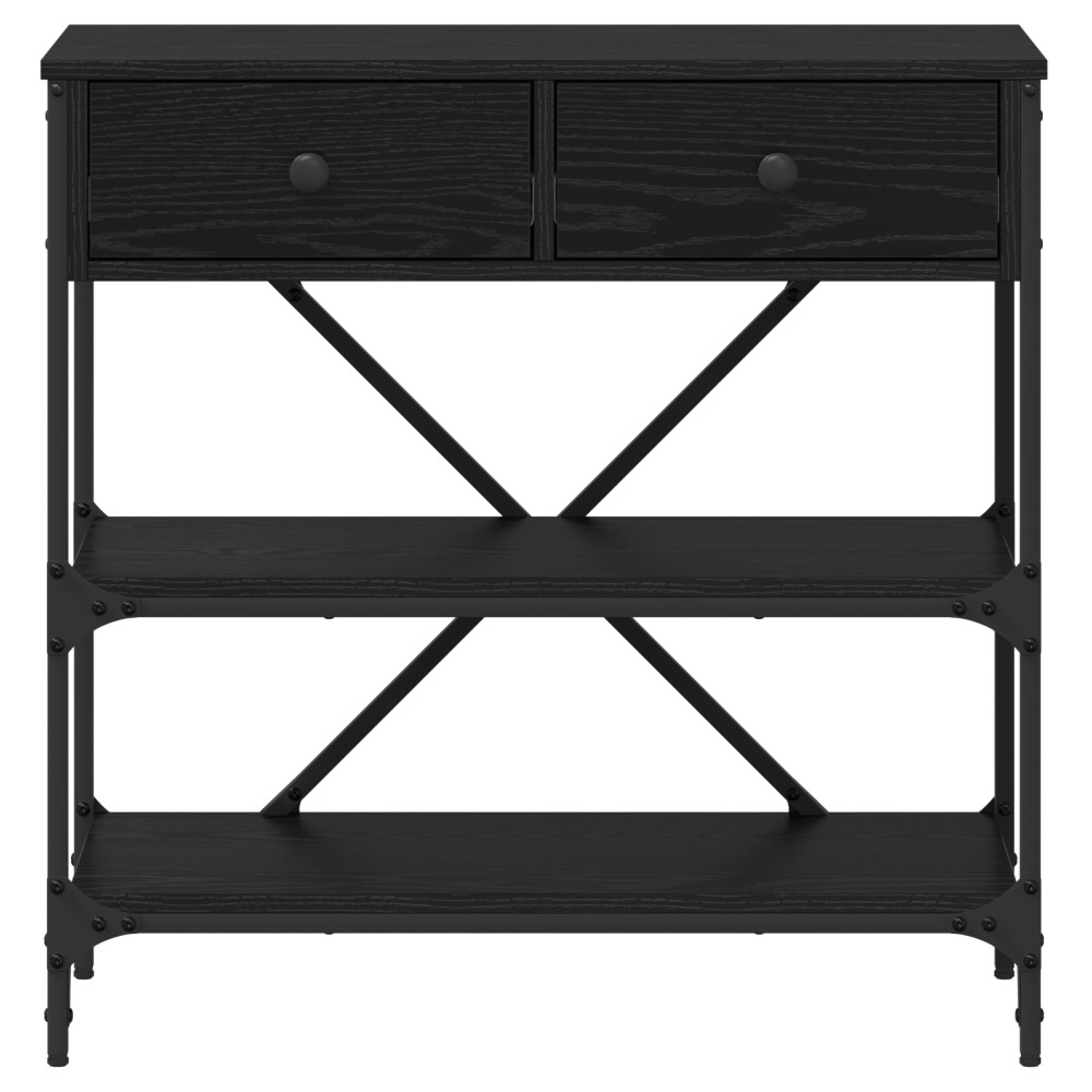Produktbild för Konsolbord med låda med hylla Svart Ek 75 x 34,5 x 75 cm trä