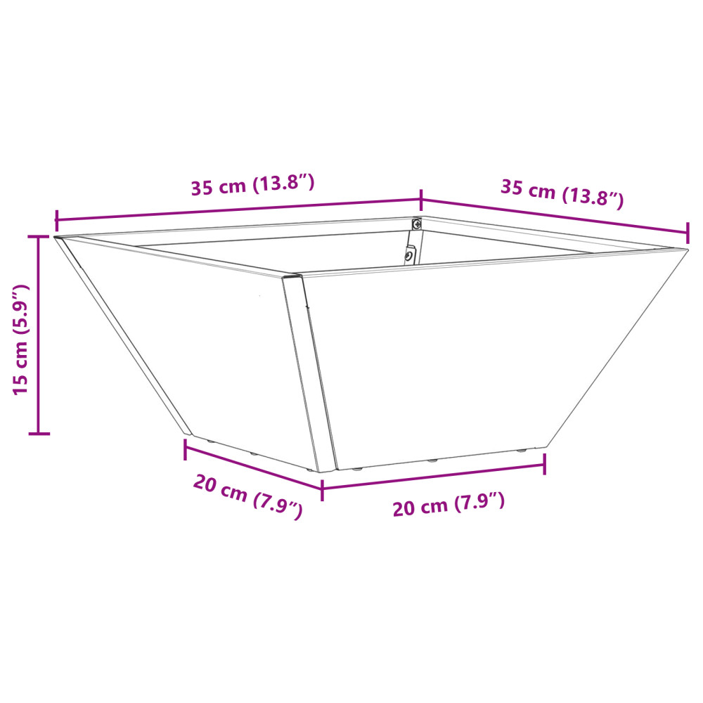 Produktbild för Trädgårdsplanterare Antracit 35 x 35 x 15 cm Kallvalsat stål