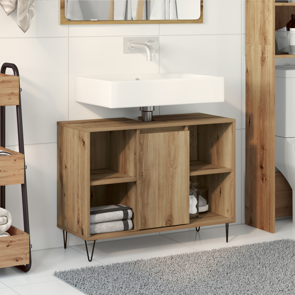 Produktbild för Badrumsskåp med dörr Artisan Ek 80 x 33 x 60 cm Konstruerat trä