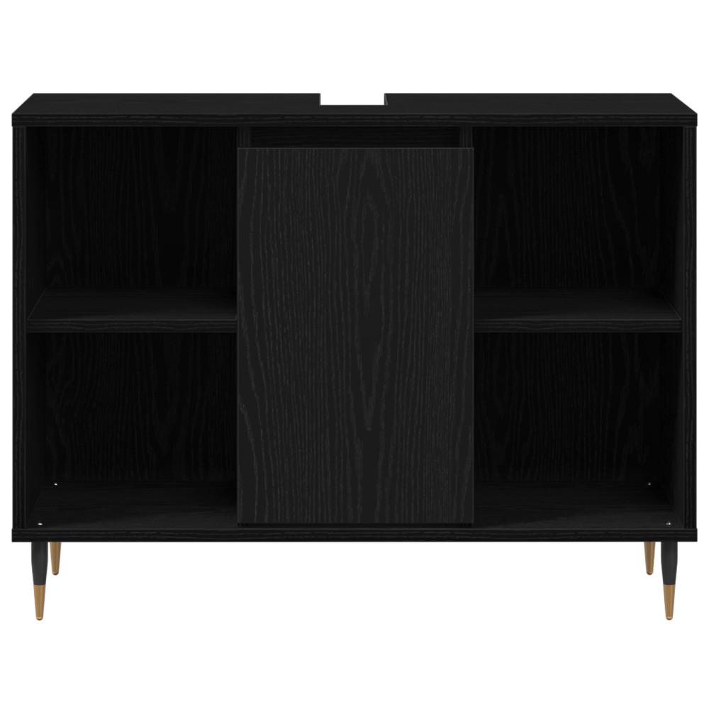 Produktbild för Badrumsskåp med hylla Svart 80 x 33 x 60 cm Konstruerat trä