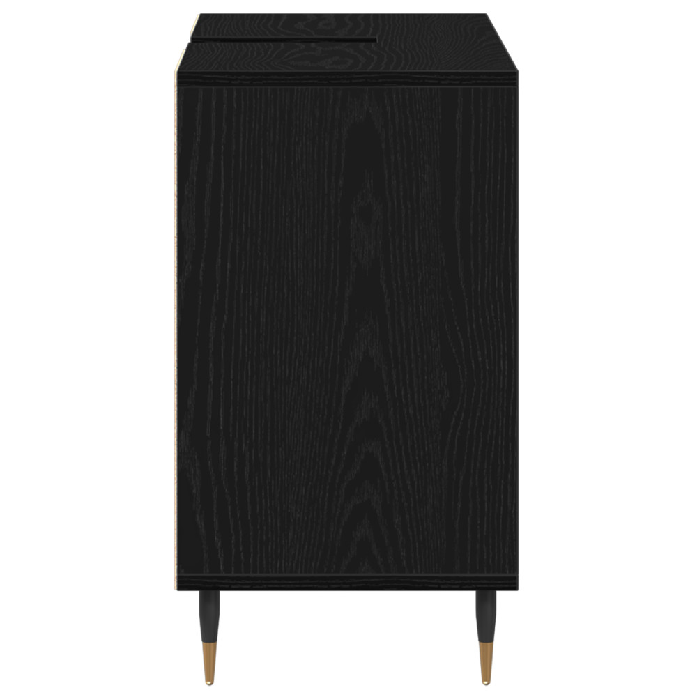 Produktbild för Badrumsskåp med hylla Svart 80 x 33 x 60 cm Konstruerat trä