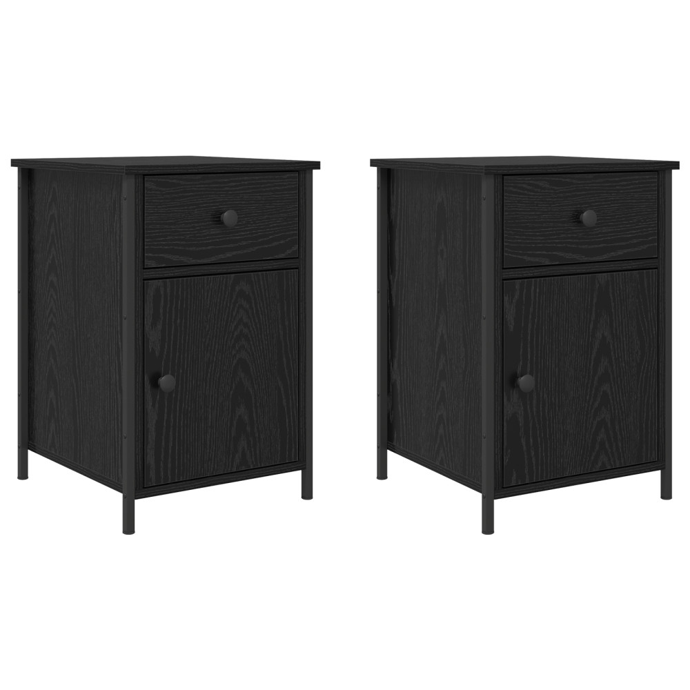 Produktbild för Nattduksbord 2 pcs Svart Ek 40 x 42 x 60 cm Konstruerat trä