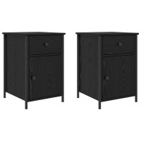 Produktbild för Nattduksbord 2 pcs Svart Ek 40 x 42 x 60 cm Konstruerat trä