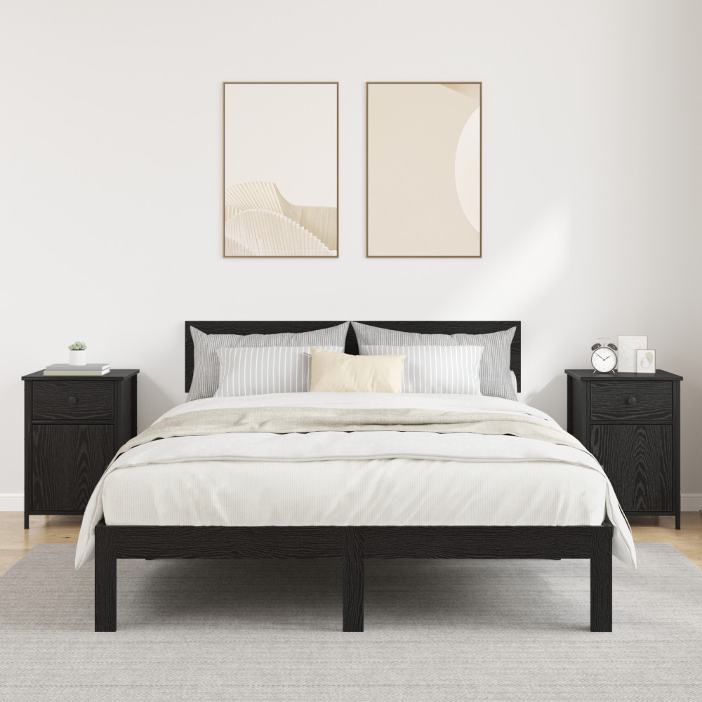 Produktbild för Nattduksbord 2 pcs Svart Ek 40 x 42 x 60 cm Konstruerat trä