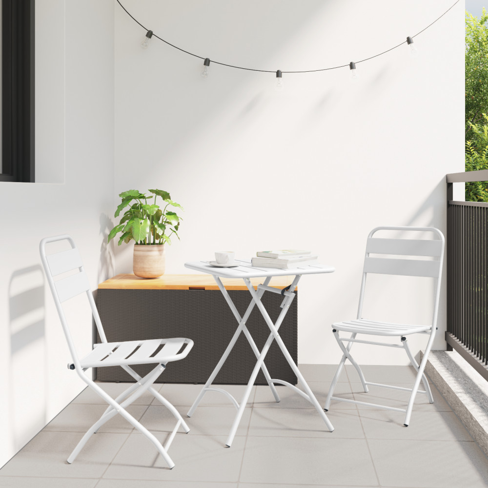 Produktbild för Fällstol för trädgård 2 pcs Vit 42 x 52 x 82cm