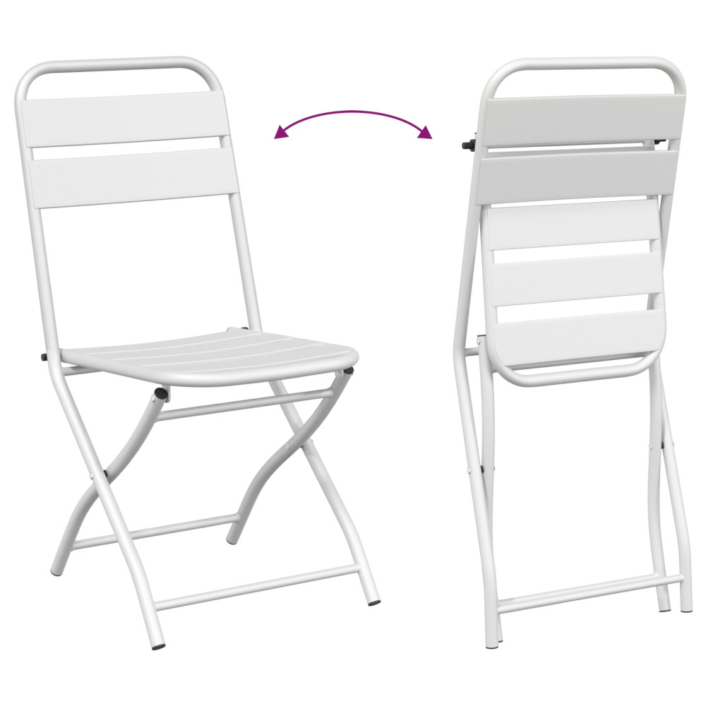 Produktbild för Fällstol för trädgård 2 pcs Vit 42 x 52 x 82cm