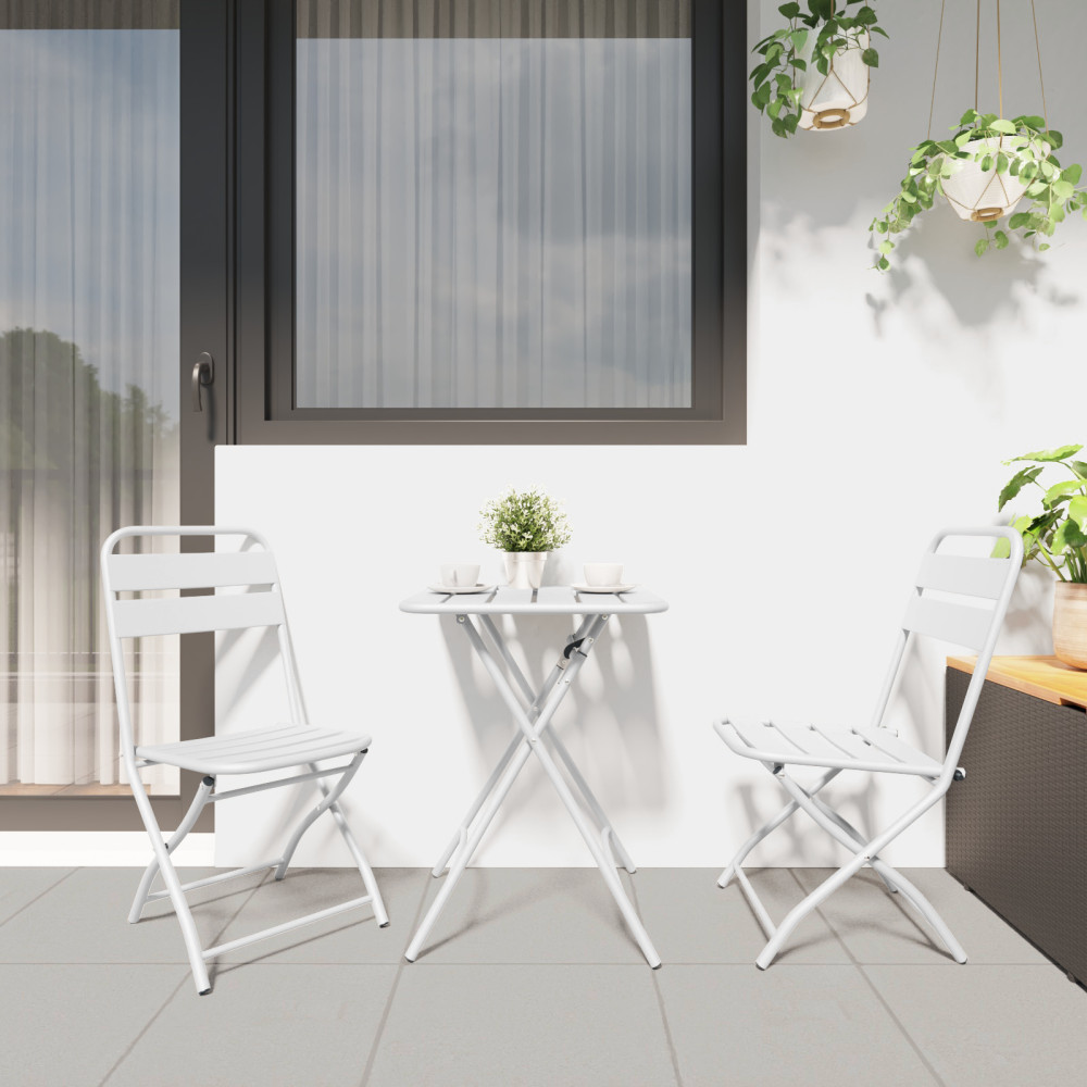 Produktbild för Fällstol för trädgård 2 pcs Vit 42 x 52 x 82cm