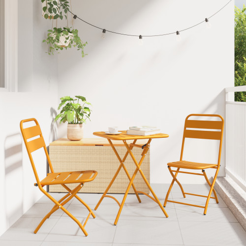 vidaXL Fällstol för trädgård 2 pcs Senapsgul 42 x 52 x 82cm
