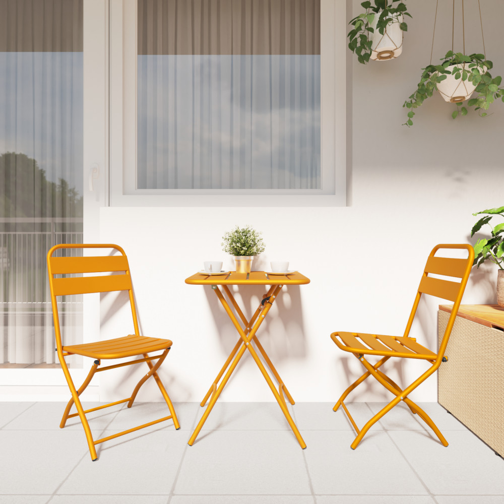 Produktbild för Fällstol för trädgård 2 pcs Senapsgul 42 x 52 x 82cm