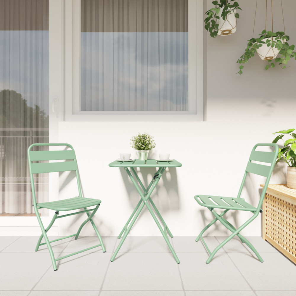 Produktbild för Fällstol för trädgård 2 pcs Ljusmynta 42 x 52 x 82cm