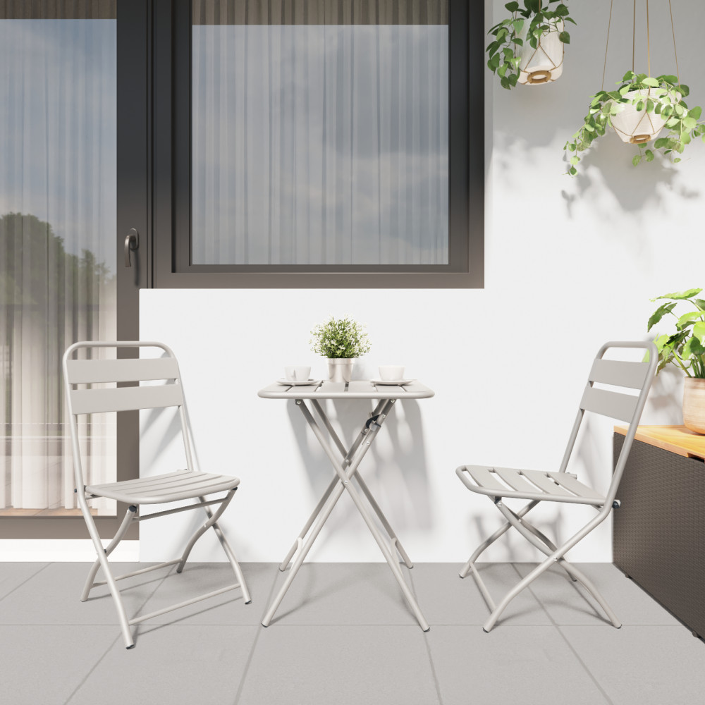 Produktbild för Fällstol för trädgård 2 pcs Beige 42 x 52 x 82cm
