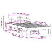 Produktbild för Sängram med huvudgavel Vaxbrun 120 x 200 cm Massiv furu