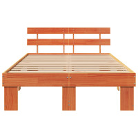 Produktbild för Sängram med huvudgavel Vaxbrun 120 x 200 cm Massiv furu