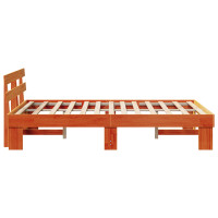Produktbild för Sängram med huvudgavel Vaxbrun 120 x 200 cm Massiv furu