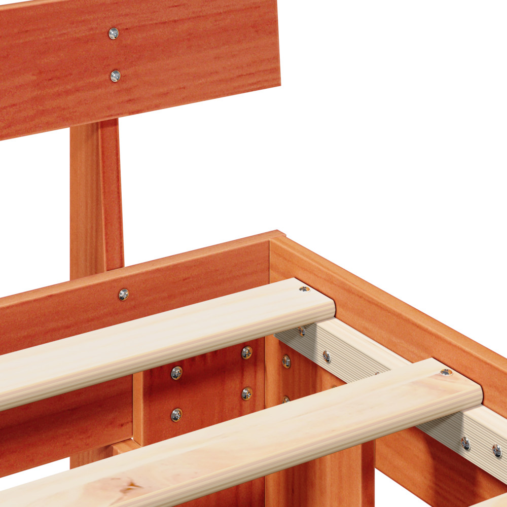 Produktbild för Sängram med huvudgavel Vaxbrun 120 x 200 cm Massiv furu