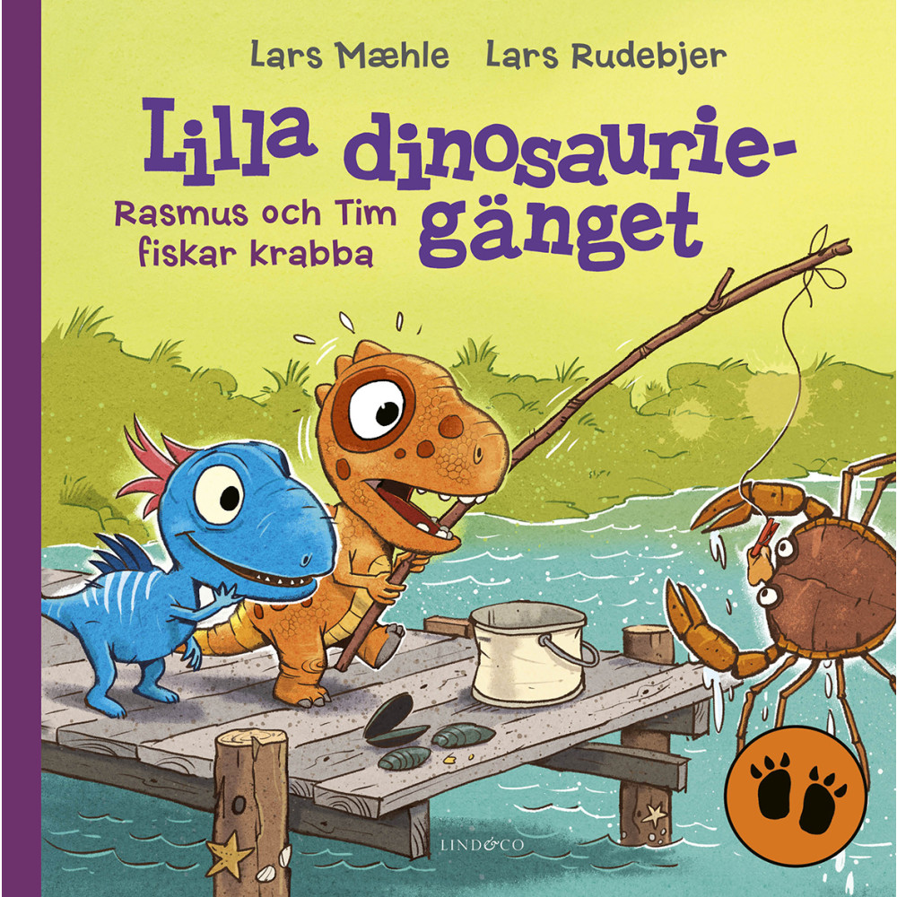 Produktbild för Lilla dinosauriegänget. Rasmus och Tim fiskar krabba (inbunden)