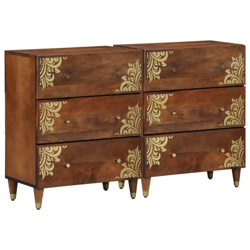 vidaXL Sideboard 2 pcs honungsbrun 60 x 33 x 75 cm Massivt mangoträ