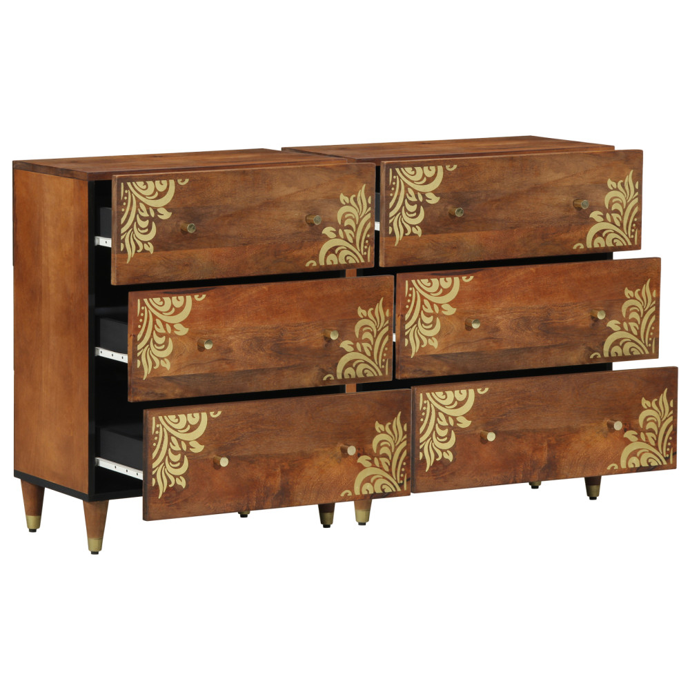 Produktbild för Sideboard 2 pcs honungsbrun 60 x 33 x 75 cm Massivt mangoträ