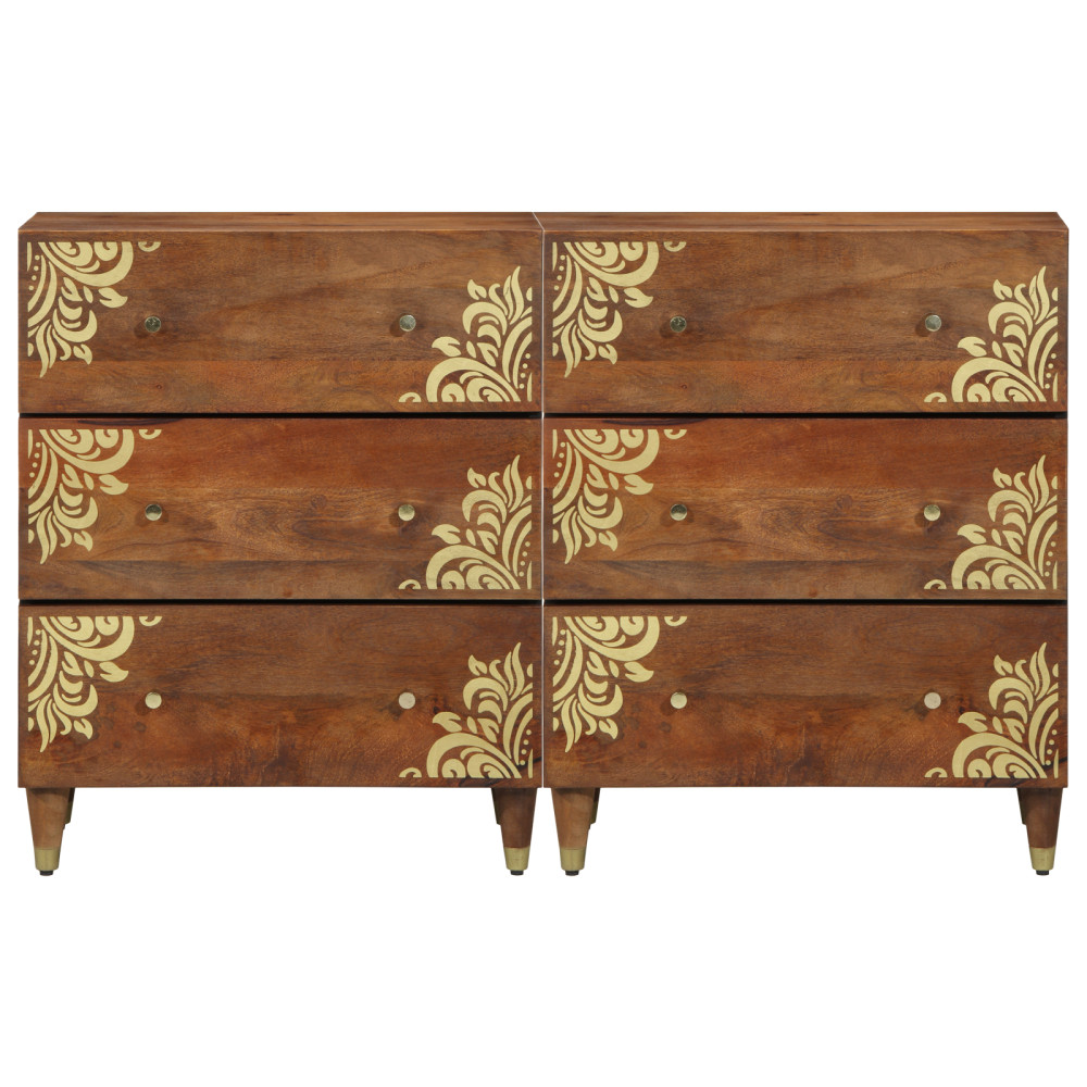 Produktbild för Sideboard 2 pcs honungsbrun 60 x 33 x 75 cm Massivt mangoträ