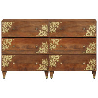 Produktbild för Sideboard 2 pcs honungsbrun 60 x 33 x 75 cm Massivt mangoträ