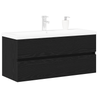 Produktbild för Badrumsskåp med handfat Svart Ek 100 x 39 x 62 cm