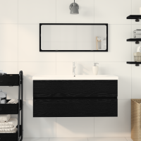 Produktbild för Badrumsskåp med handfat Svart Ek 100 x 39 x 62 cm