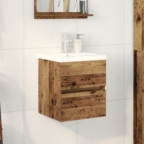 vidaXL Badrumsskåp med handfat Väggmonterad Svart Ek 80 x 39 x 62 cm