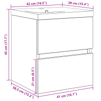 Produktbild för Badrumsskåp med handfat Väggmonterad Svart Ek 80 x 39 x 62 cm
