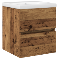 Produktbild för Badrumsskåp med handfat Väggmonterad Svart Ek 80 x 39 x 62 cm