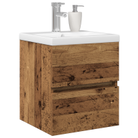 Produktbild för Badrumsskåp med handfat Väggmonterad Svart Ek 80 x 39 x 62 cm