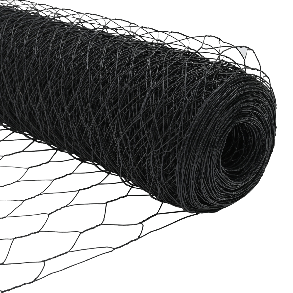 Produktbild för Hexagonalt staket markfäste 25 x 0,8 m PVC-belagda stål Grå