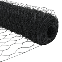 Produktbild för Hexagonalt staket markfäste 25 x 0,8 m PVC-belagda stål Grå