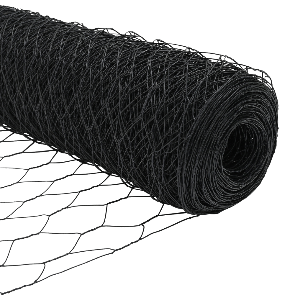 Produktbild för Hexagonal stängsel med betongfundament 25 x 0,8 m Grå Mesh