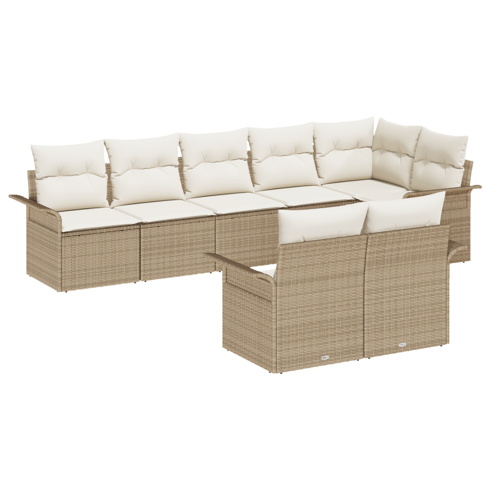 Produktbild för Trädgårdsoffset med lagring 8 pcs Beige konstrotting