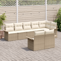 Produktbild för Trädgårdsoffset med lagring 8 pcs Beige konstrotting