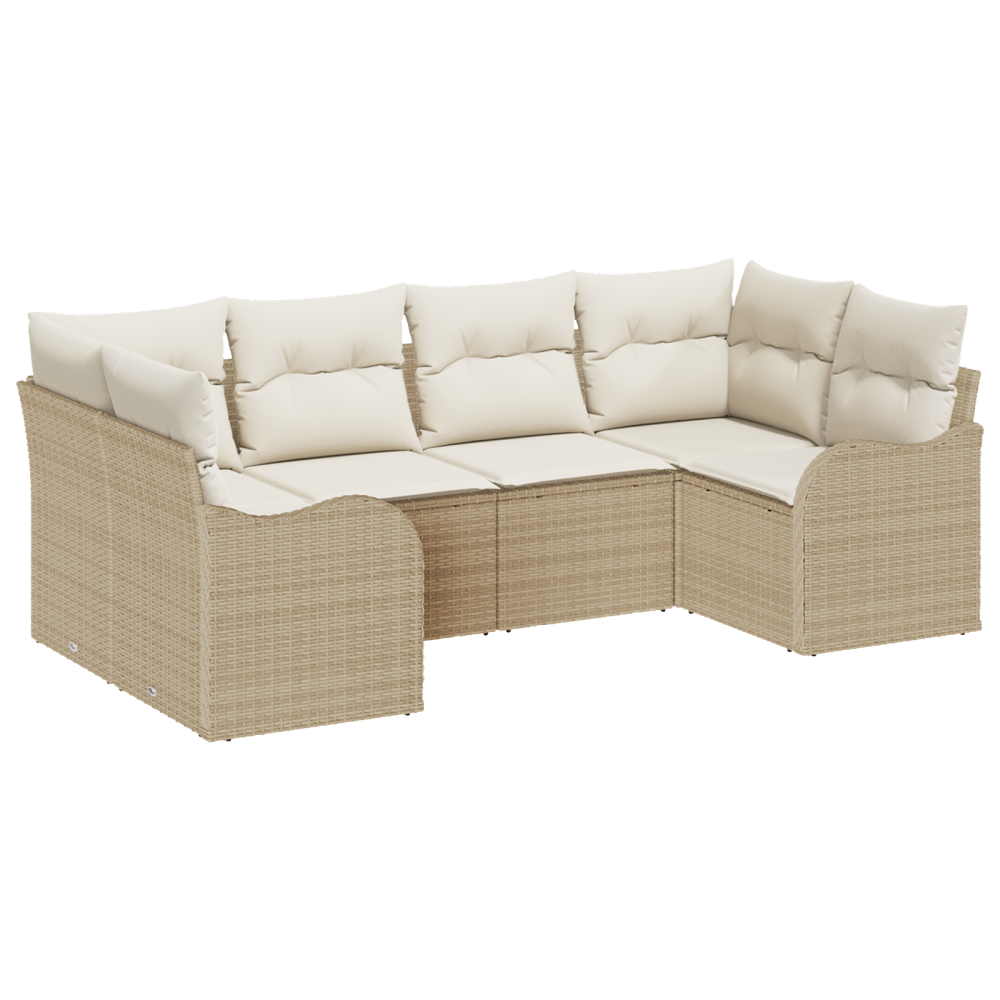 Produktbild för Trädgårdsoffset med lagring 6 pcs Beige och vit Poly rattan