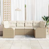 Produktbild för Trädgårdsoffset med lagring 6 pcs Beige och vit Poly rattan