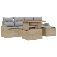Produktbild för Trädgårdsoffset med lagring 6 pcs Beige Poly rattan