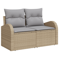 Produktbild för Trädgårdsoffset med lagring 6 pcs Beige Poly rattan