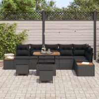 Produktbild för Trädgårdsoffset 9 pcs Svart konstrotting