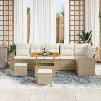 Produktbild för Trädgårdsoffset 11 pcs Beige och gräddfärgad konstrotting