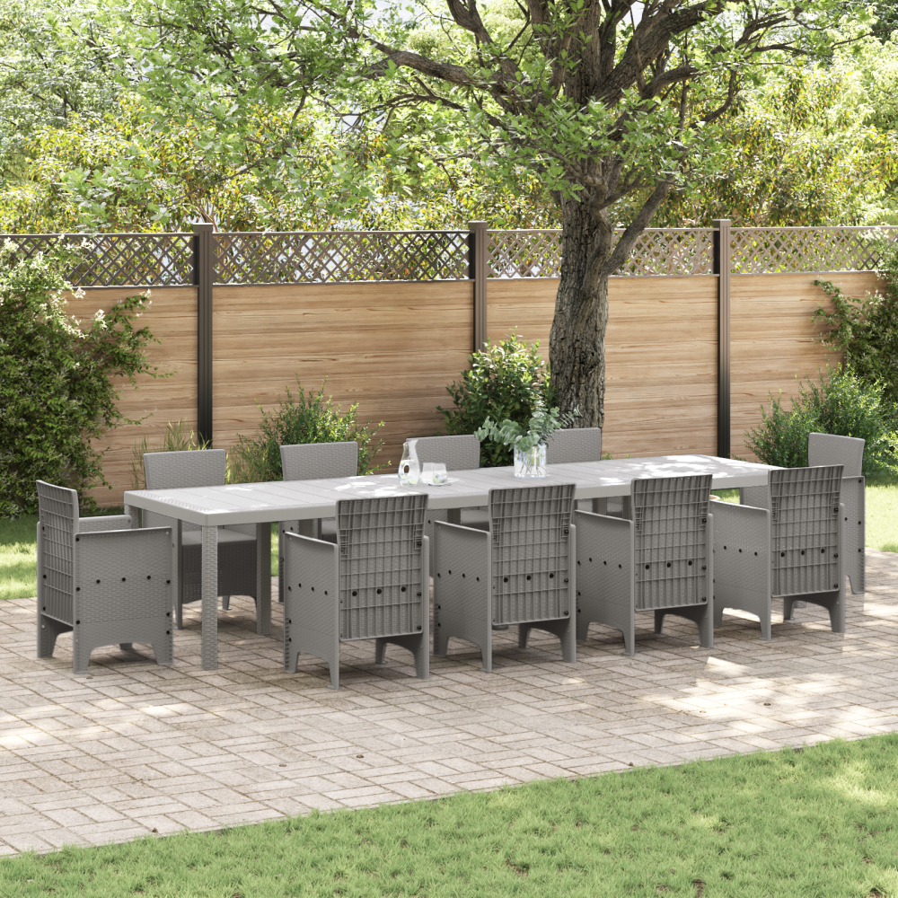 Produktbild för Trädgårdsbord Ljusgrå 350 x 100 x 74 cm konstrotting