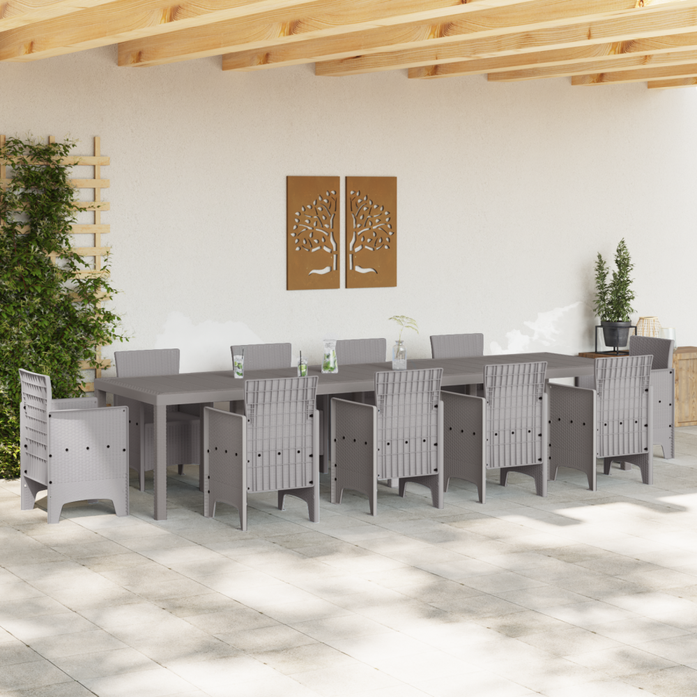 Produktbild för Trädgårdsbord Ljusgrå 350 x 100 x 74 cm konstrotting