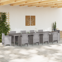 Produktbild för Trädgårdsbord Ljusgrå 350 x 100 x 74 cm konstrotting