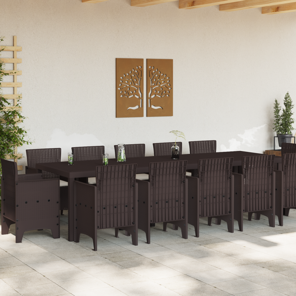 Produktbild för Trädgårdsmöbelset med kudde 13 pcs Brun Rotting