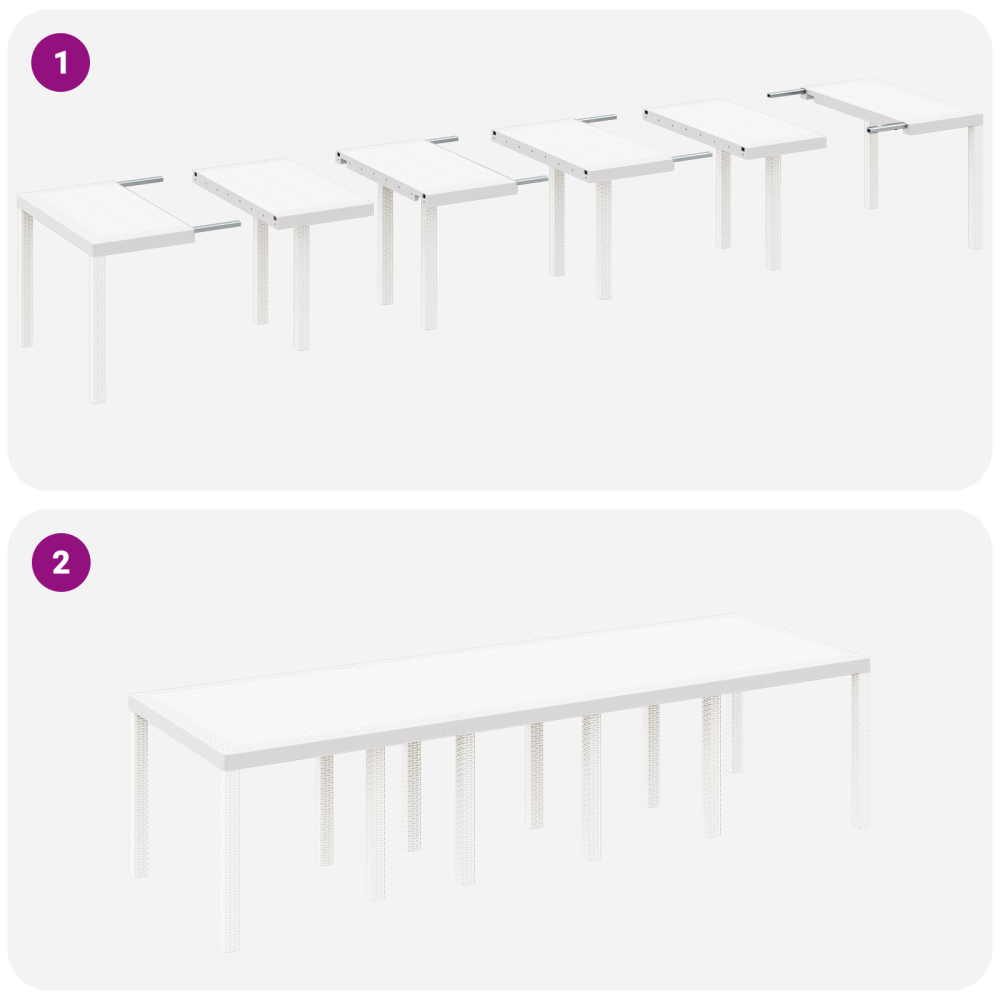Produktbild för Trädgårdsmöbelset 13 pcs Vit och Ljusgrå Polyrottning och stål