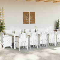 Produktbild för Trädgårdsmöbelset 13 pcs Vit och Ljusgrå Polyrottning och stål
