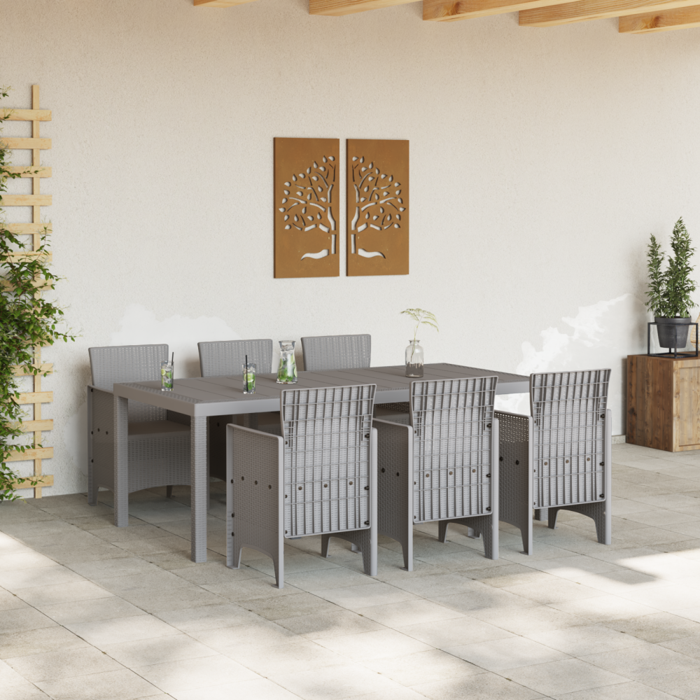 Produktbild för Trädgårdsmöbelset 7 pcs Ljusgrå Polypropylen