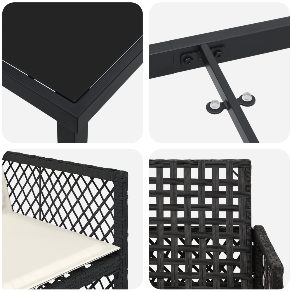 Produktbild för Trädgårdsmöbelset 5 pcs Svart konstrotting